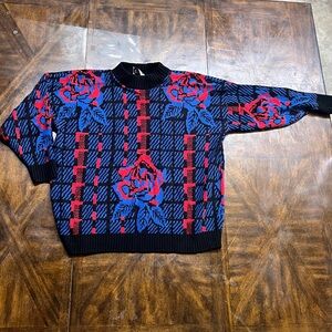 Vintage Classic Essentials Black, Blue, and red Ribbed Sweater